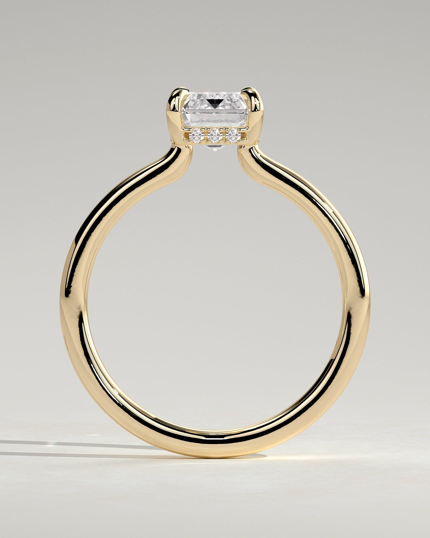 Emerald Hidden Halo Engagement Ring – 2 CT Lab Grown Diamond