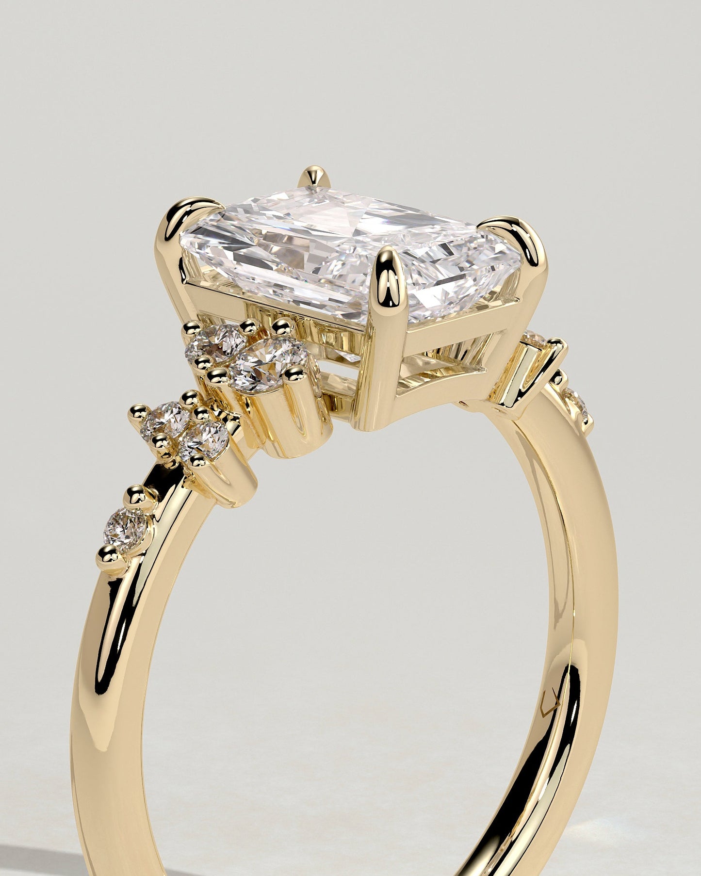 Radiant Cluster Engagement Ring – 2 CT Lab Grown Diamond