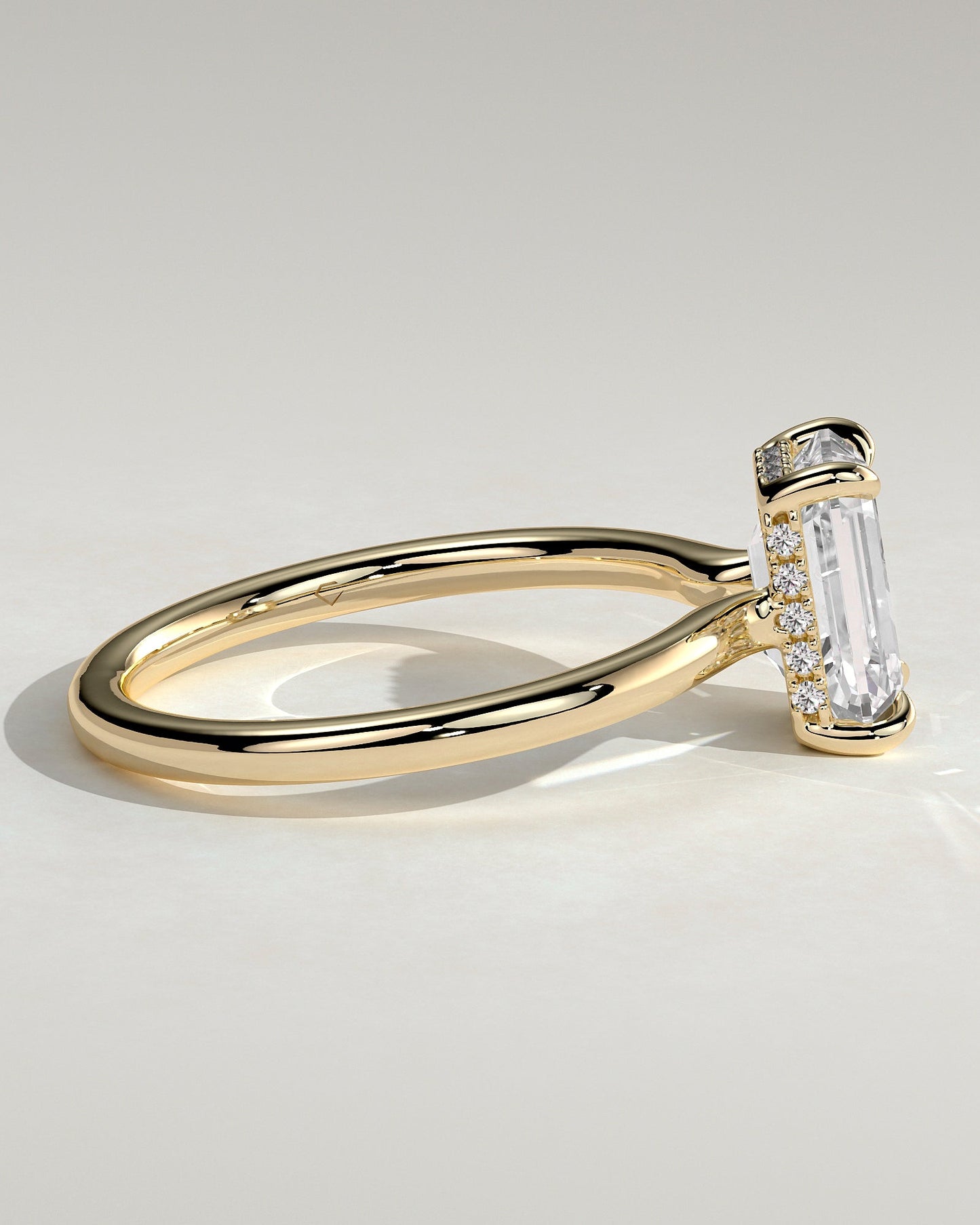 Emerald Hidden Halo Engagement Ring – 2 CT Lab Grown Diamond
