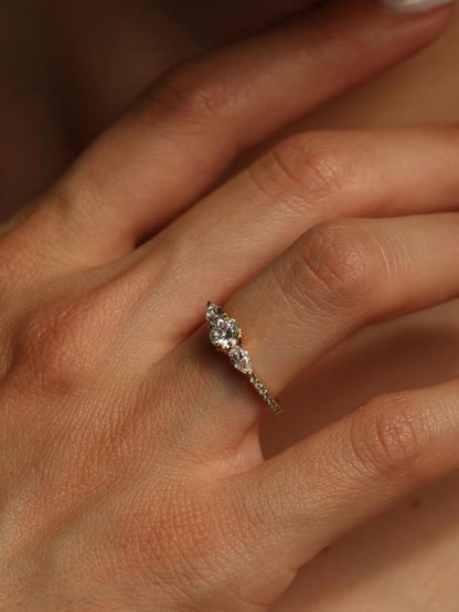 Marquise Cut Cluster Styled Lab Grown Diamond Engagement Ring