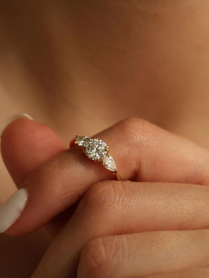 Marquise Cut Cluster Styled Lab Grown Diamond Engagement Ring