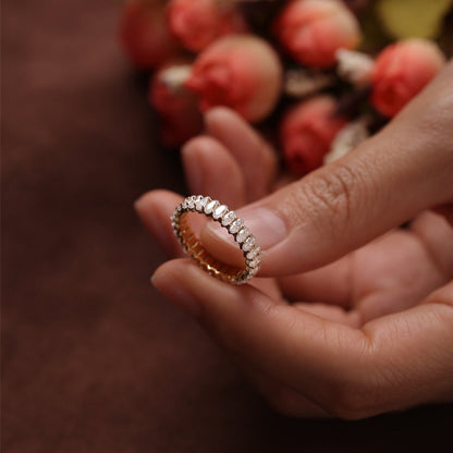 Stunning 1.2 CT Oval Moissanite Stones Full Eternity Wedding Bands 7