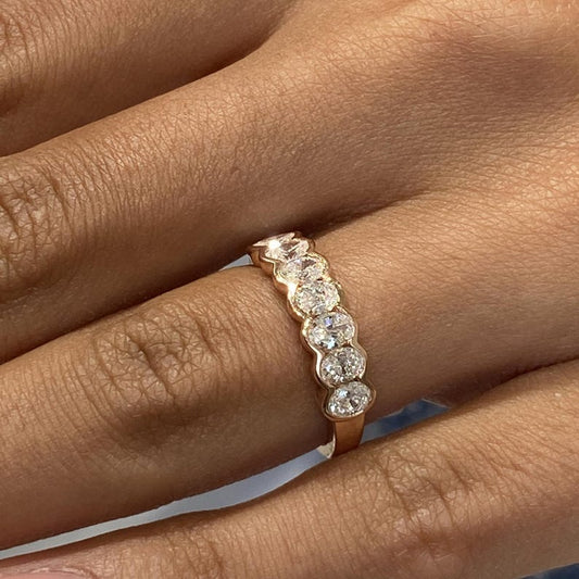 Stunning 0.87 CT Oval Moissanite Stones Bezel Wedding Bands 2