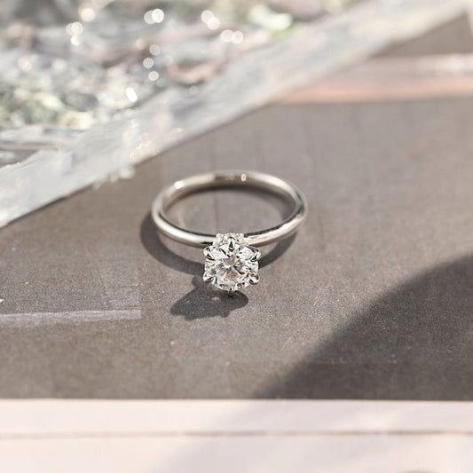 Stunning 2.0 CT Round Moissanite Engagement Ring with Hidden Halo Design 1