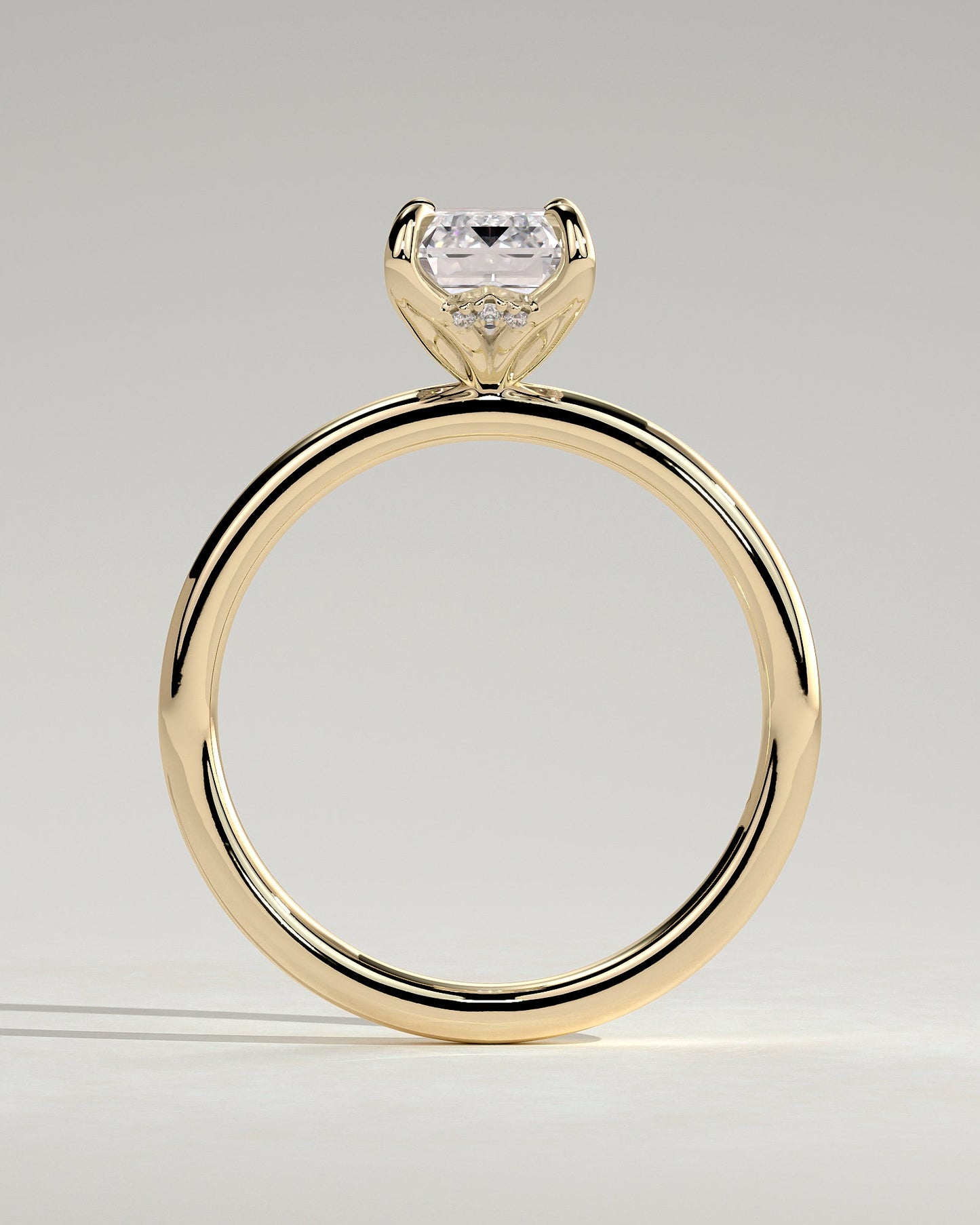 Emerald Hidden Halo Engagement Ring – 2 CT Lab Grown Diamond