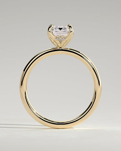 Emerald Hidden Halo Engagement Ring – 2 CT Lab Grown Diamond