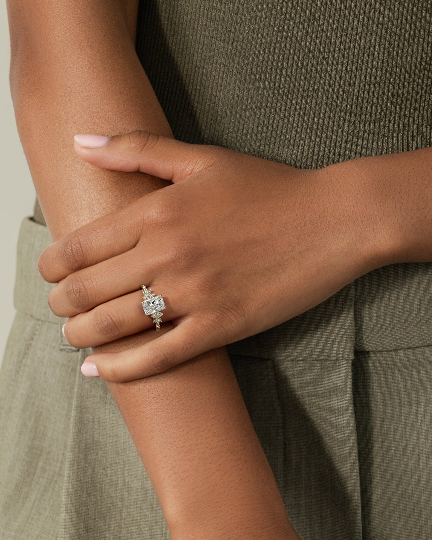 Radiant Cluster Engagement Ring – 2 CT Lab Grown Diamond