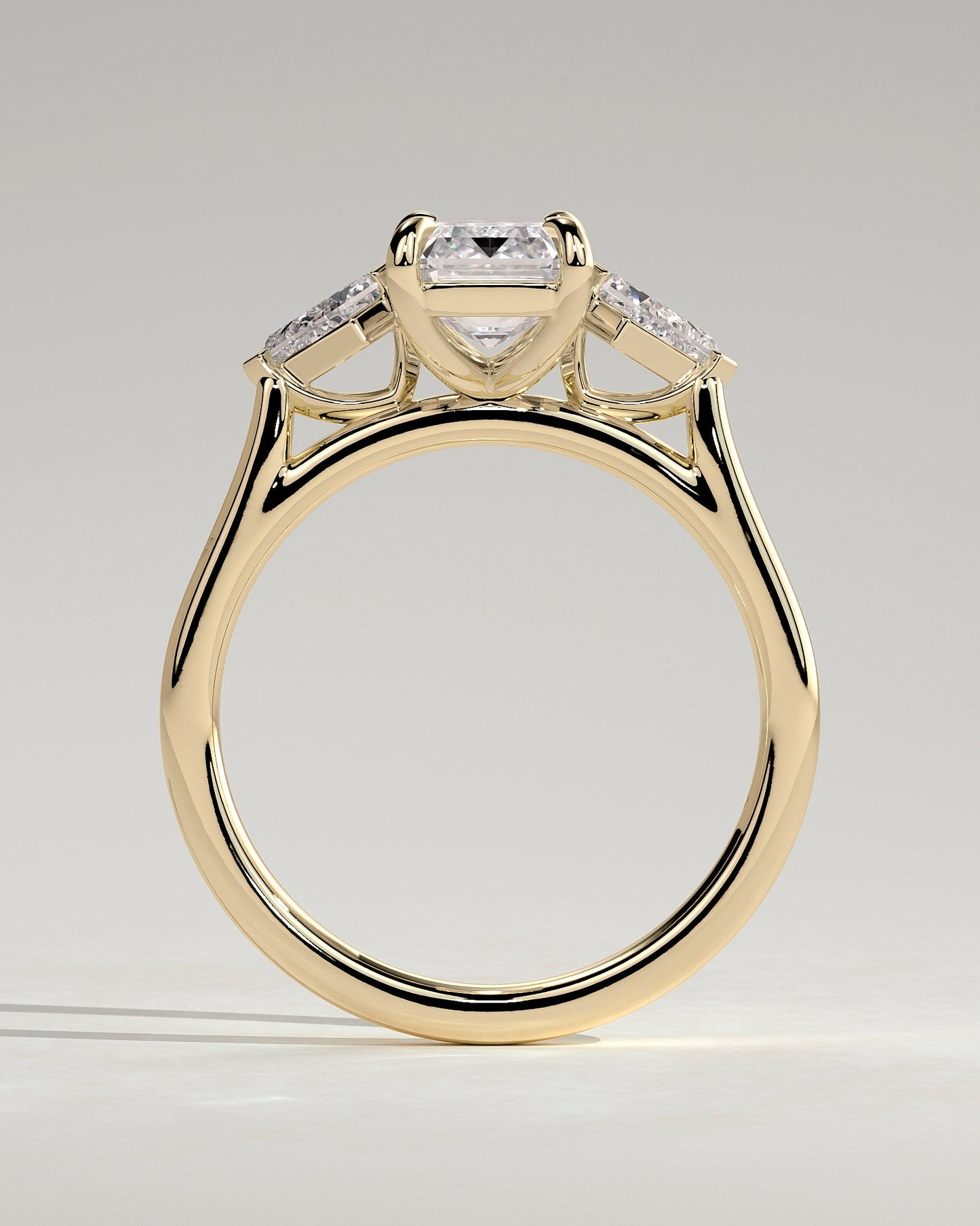Emerald Three Stones Engagement Ring – 2 CT Lab Grown Diamond
