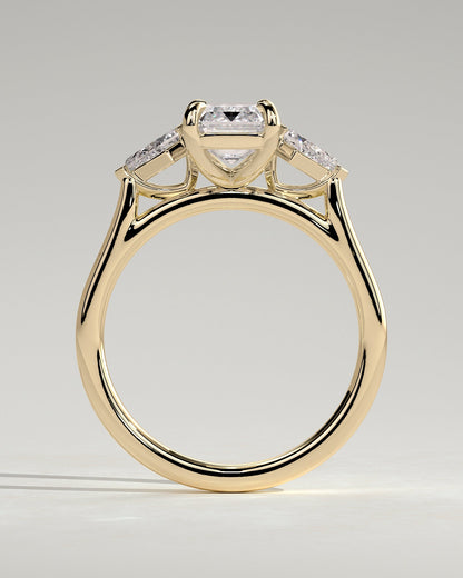 Emerald Three Stones Engagement Ring – 2 CT Lab Grown Diamond