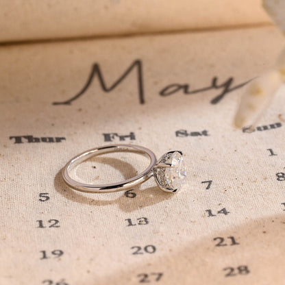 Stunning 3.0 CT Oval Moissanite Engagement Ring with Hidden Halo Design 2