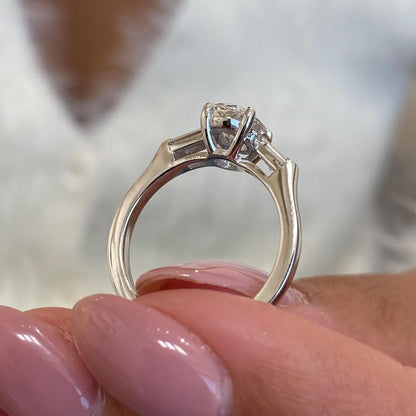 Stunning 1.0 CT Oval Moissanite Engagement Ring in Three stones Design 9