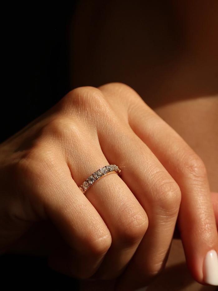 Marquise Cut Cluster Styled Lab Grown Wedding Band