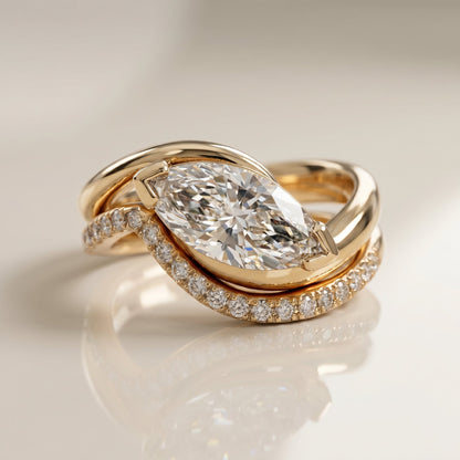 1.0 CT Round Solitaire Moissanite Diamond Bridal Ring Set