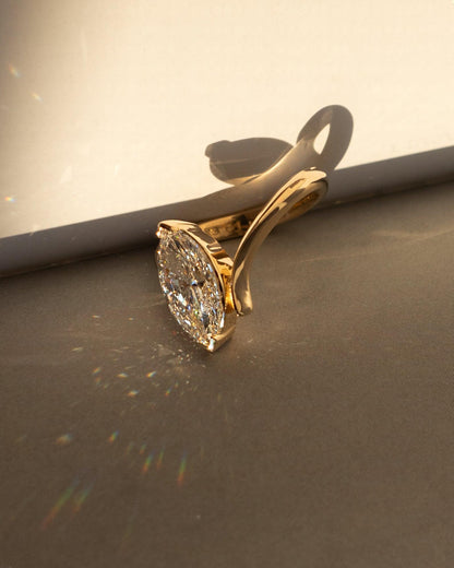 2 CT Marquise Unique Swirl Solitaire Lab Grown Engagement Ring