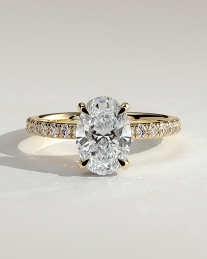 Round Halo, Pave & Split Shank Engagement Ring – 1.93 CT Lab Grown Diamond