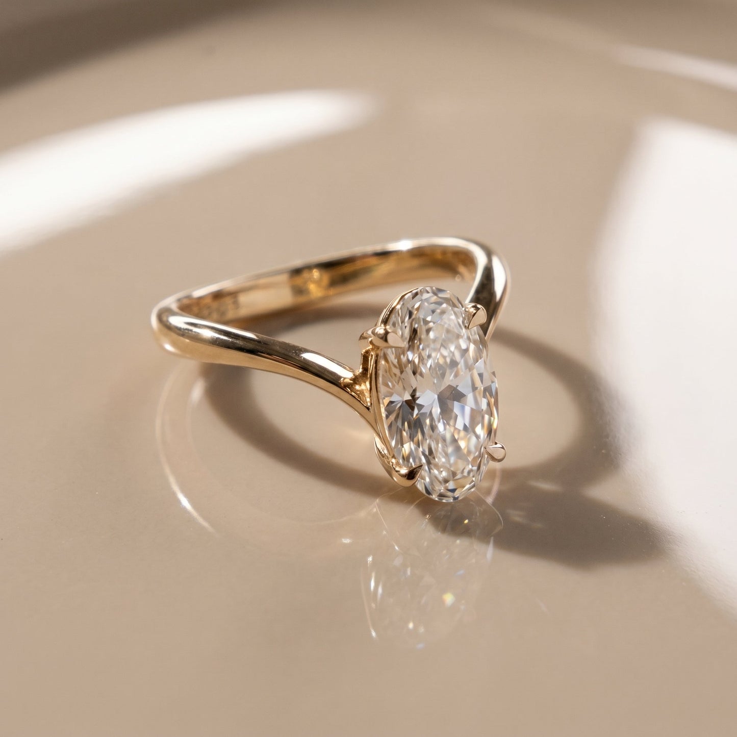 Oval Solitaire Engagement Ring – 2 CT Moissanite Diamond
