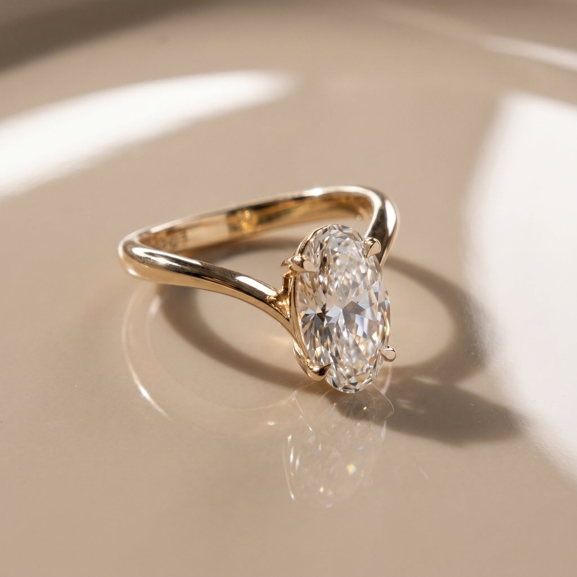 Oval Solitaire Engagement Ring – 2 CT Moissanite Diamond
