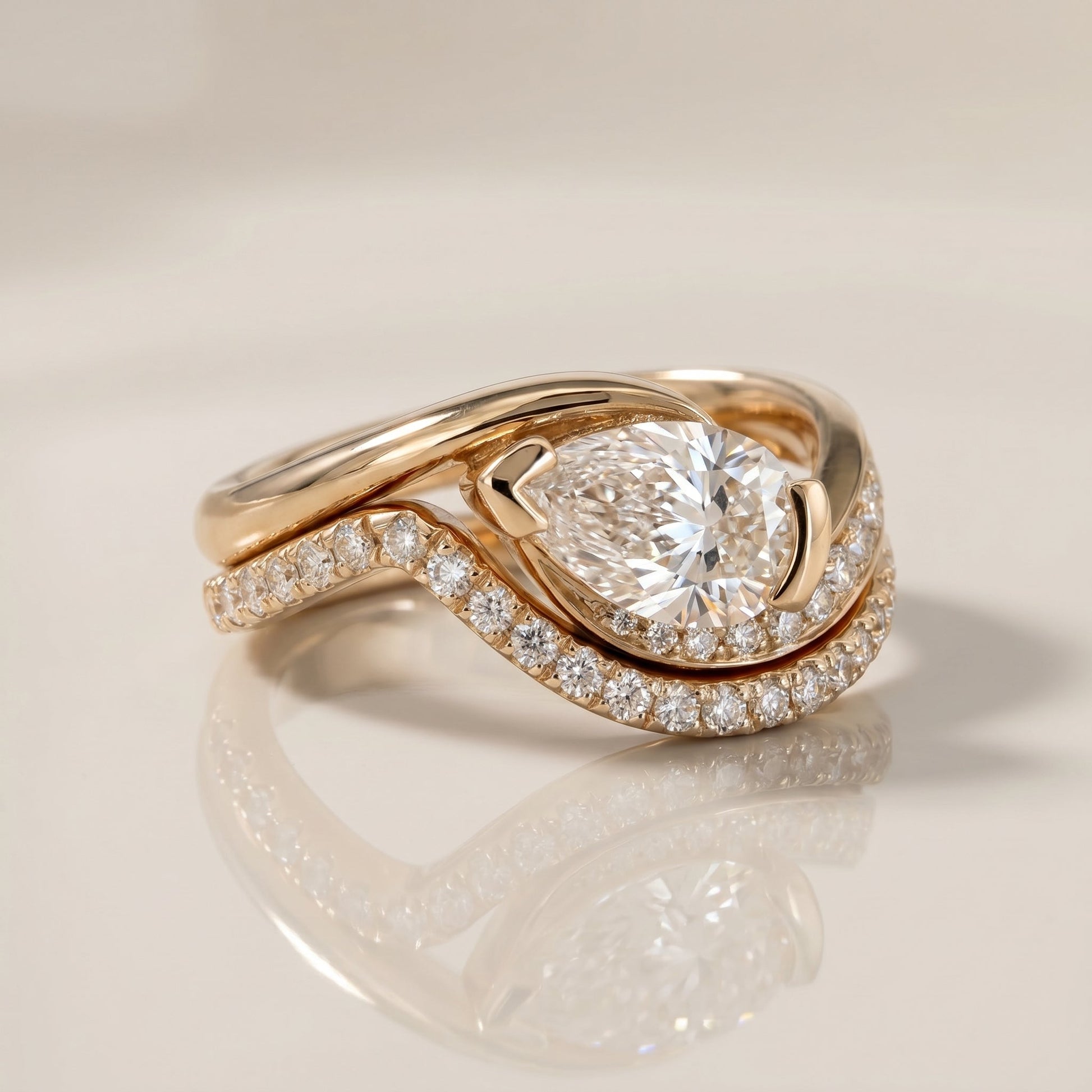 1.0 CT Round Solitaire Moissanite Diamond Bridal Ring Set
