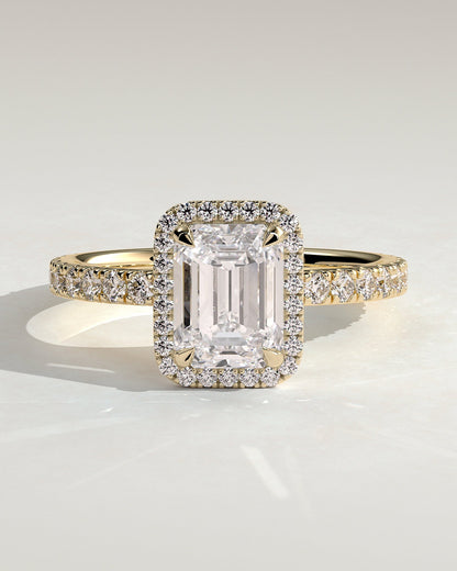 Round Halo, Pave & Split Shank Engagement Ring – 1.93 CT Lab Grown Diamond
