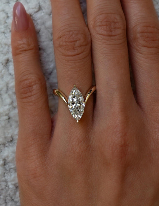 2.5 CT Marquise Swirl Hidden Pave Lab Grown Engagement Ring