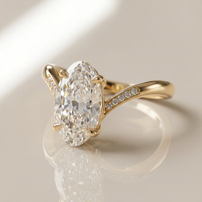 Oval Solitaire Engagement Ring – 2 CT Moissanite Diamond