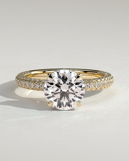 Round Halo, Pave & Split Shank Engagement Ring – 1.93 CT Lab Grown Diamond