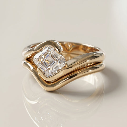 1.0 CT Round Solitaire Moissanite Diamond Bridal Ring Set