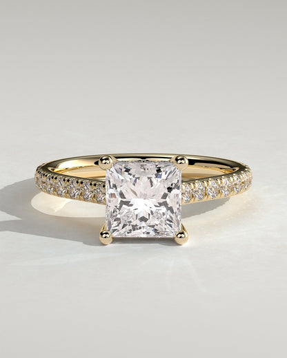 Round Halo, Pave & Split Shank Engagement Ring – 1.93 CT Lab Grown Diamond