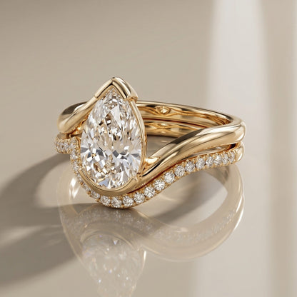 1.0 CT Round Solitaire Moissanite Diamond Bridal Ring Set