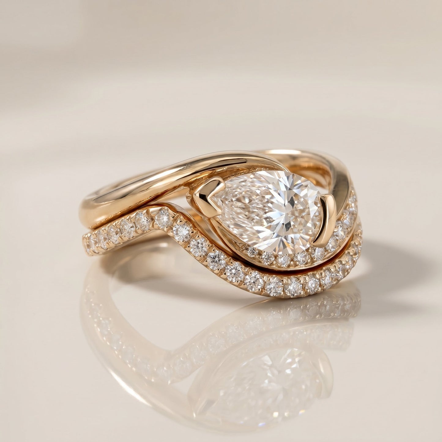 1.0 CT Round Solitaire Moissanite Diamond Bridal Ring Set