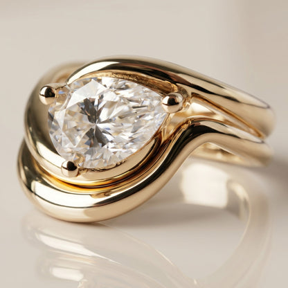 1.0 CT Round Solitaire Moissanite Diamond Bridal Ring Set