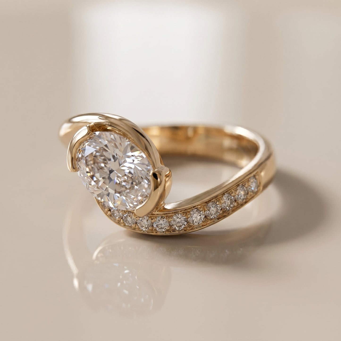 Oval Solitaire Engagement Ring – 2 CT Moissanite Diamond