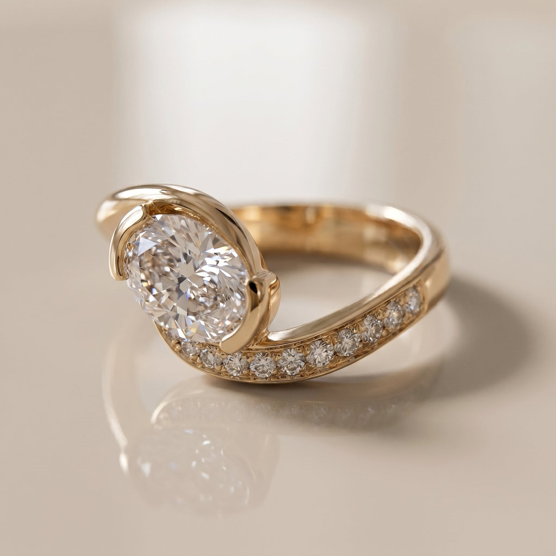 Oval Solitaire Engagement Ring – 2 CT Moissanite Diamond