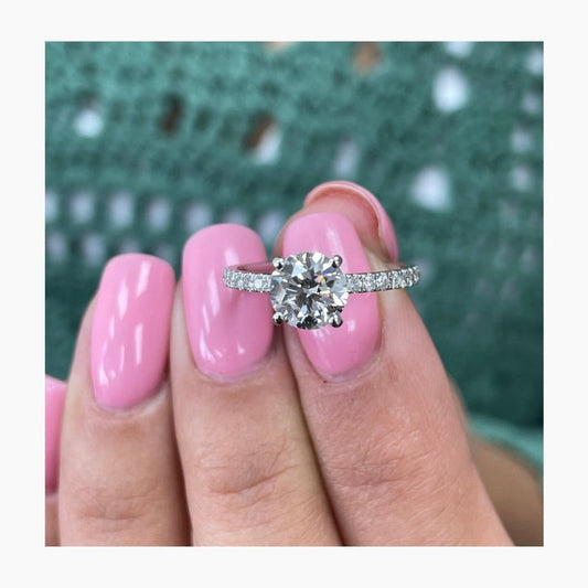 Stunning 1.0 CT Round Shape Moissanite Engagement Ring with Pave Design 1