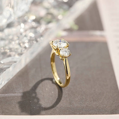 3.0 CT Round Shaped Moissanite Engagement Ring With Three Stone Style 5