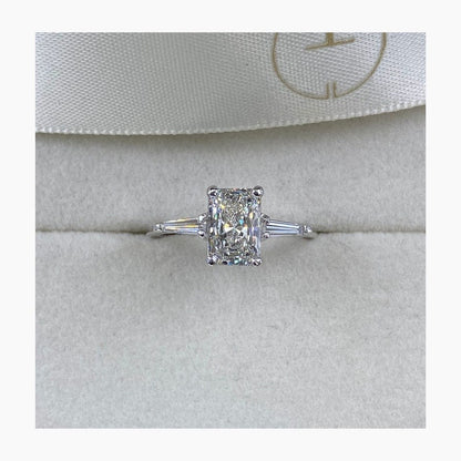 Classic 1.0 CT Radiant Moissanite Engagement Ring with Three Stone Design 2