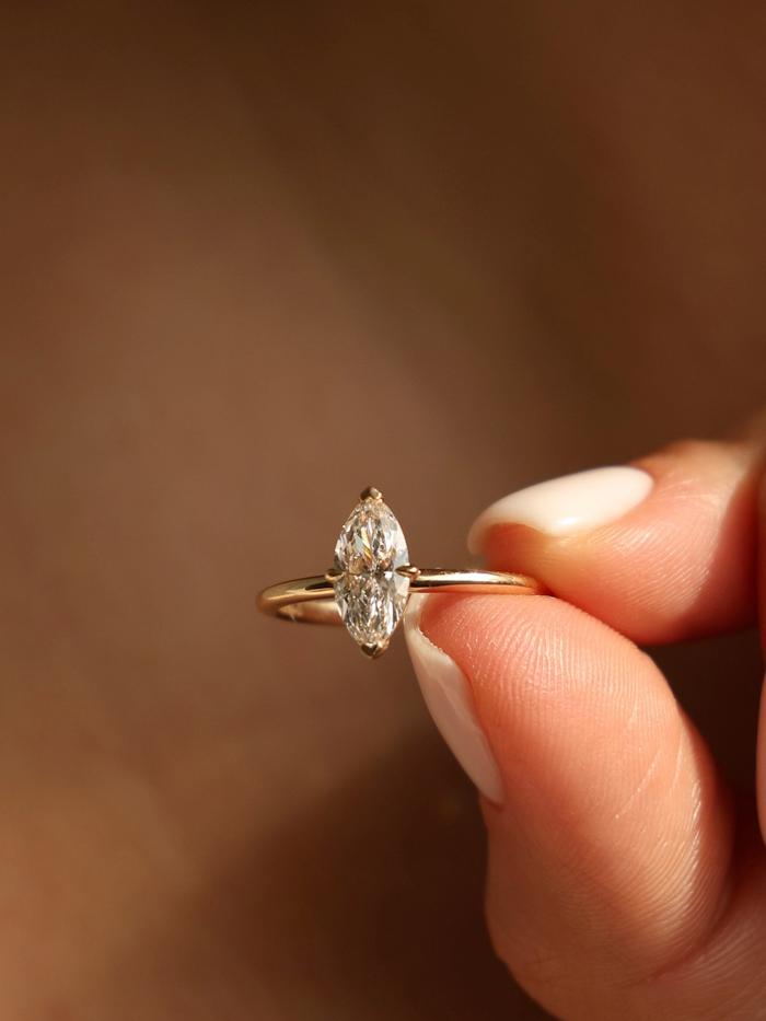 Marquise Cut Cluster Styled Lab Grown Diamond Engagement Ring