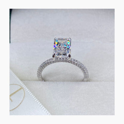 Stunning 2.5 CT Radiant Moissanite Engagement Ring with Pave and Hidden Halo Designs 5