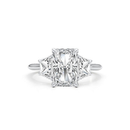 Stunning 4.0 CT Radiant Moissanite Engagement Ring with Three Stone Design 2