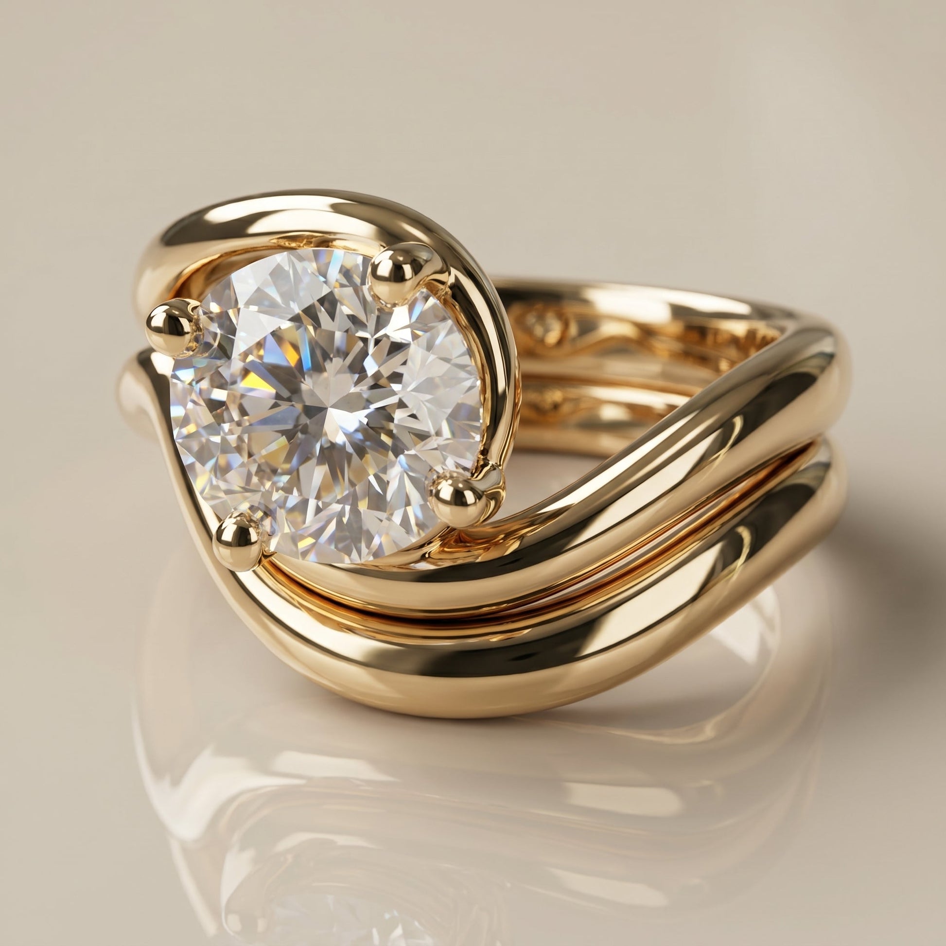 1.0 CT Round Solitaire Moissanite Diamond Bridal Ring Set