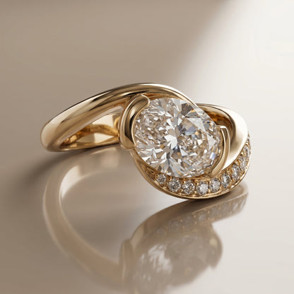 Oval Solitaire Engagement Ring – 2 CT Moissanite Diamond