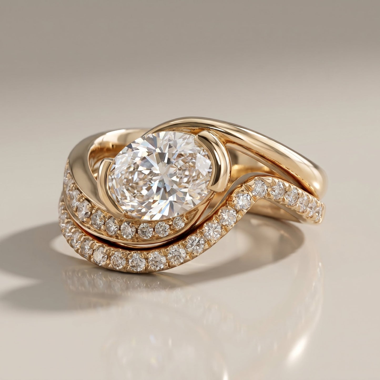 1.0 CT Round Solitaire Moissanite Diamond Bridal Ring Set