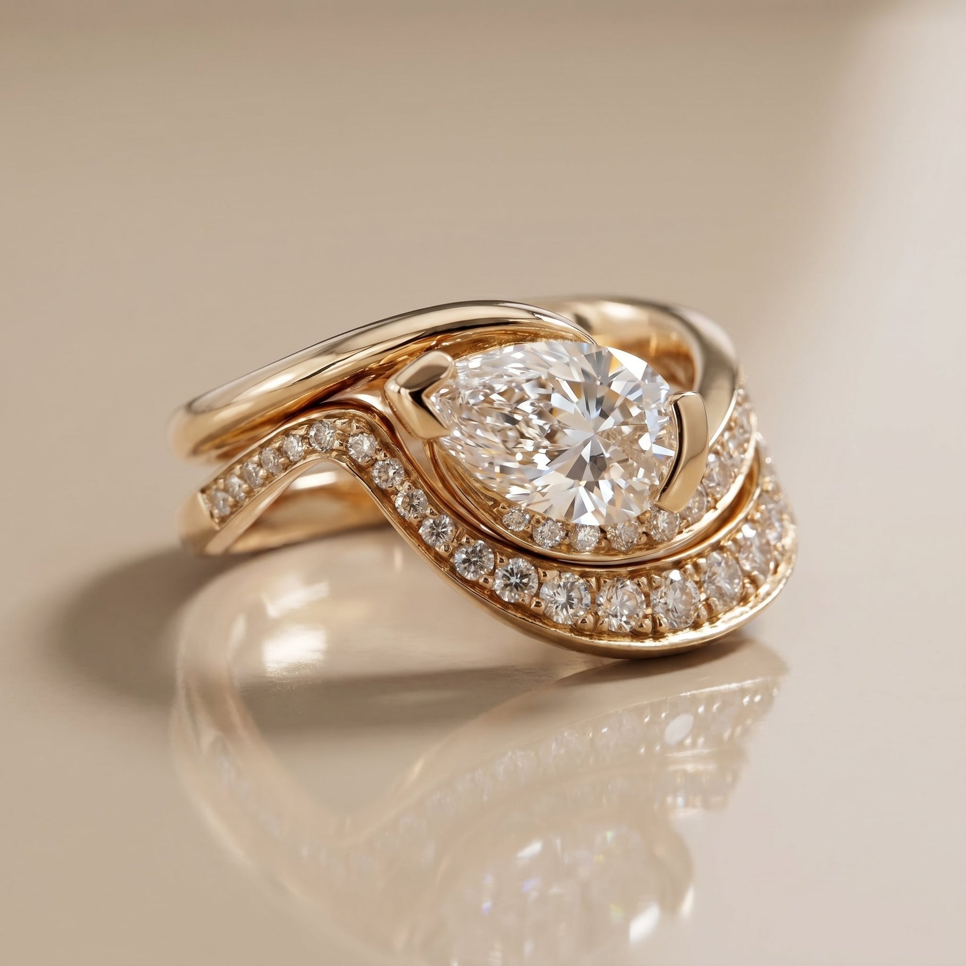 1.0 CT Round Solitaire Moissanite Diamond Bridal Ring Set