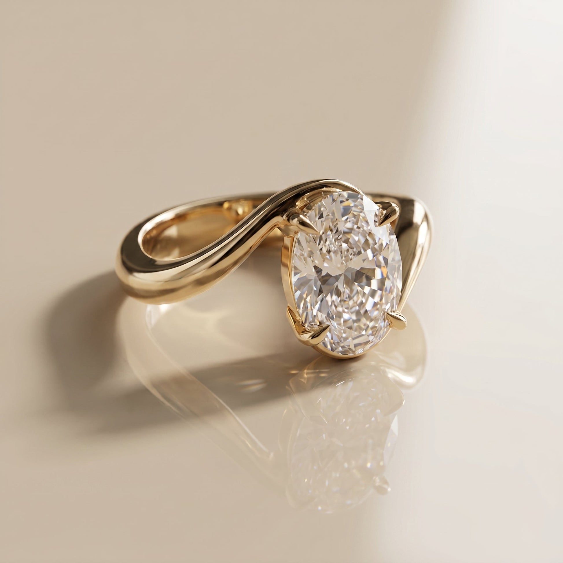 Oval Solitaire Engagement Ring – 2 CT Moissanite Diamond