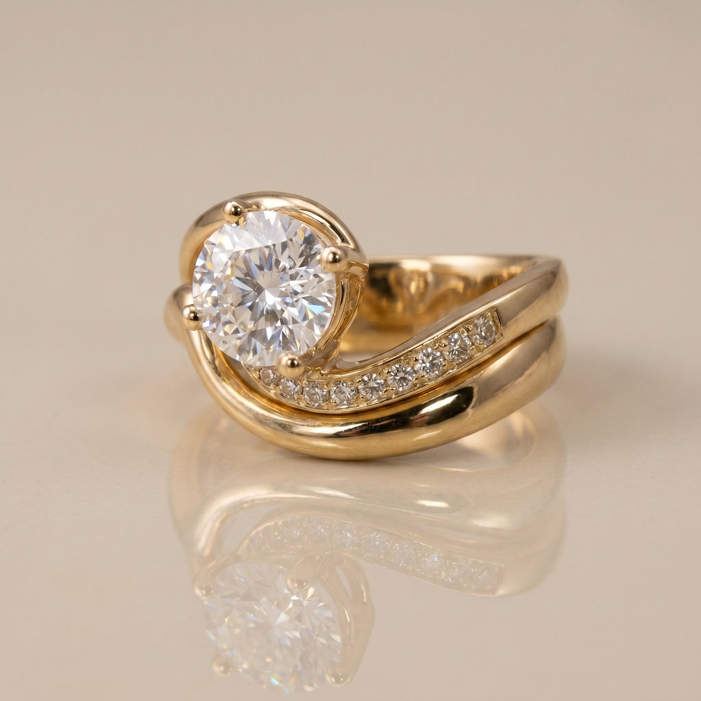 1.0 CT Round Solitaire Moissanite Diamond Bridal Ring Set