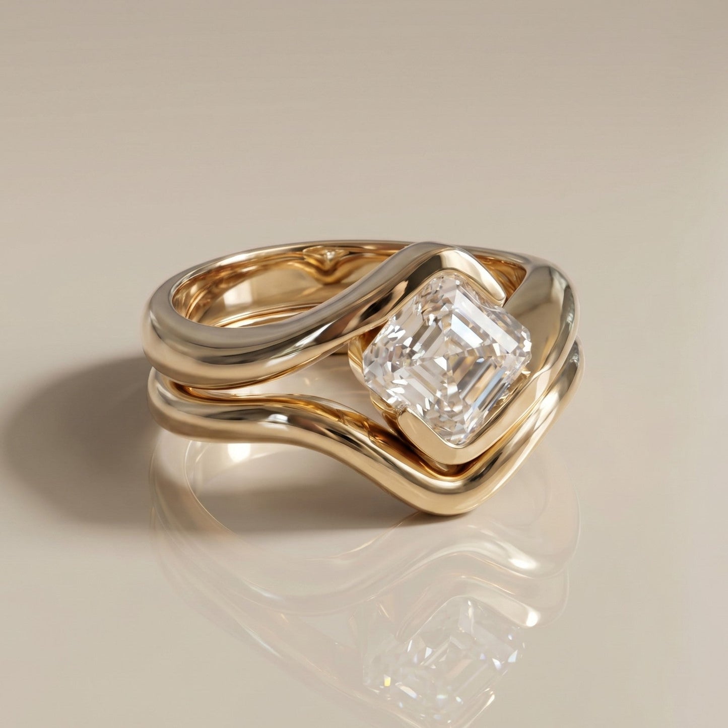 1.0 CT Round Solitaire Moissanite Diamond Bridal Ring Set
