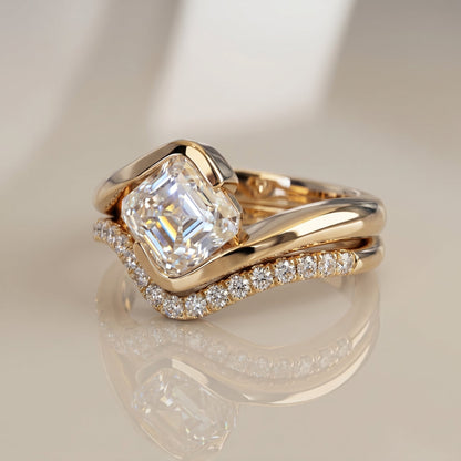 1.0 CT Round Solitaire Moissanite Diamond Bridal Ring Set