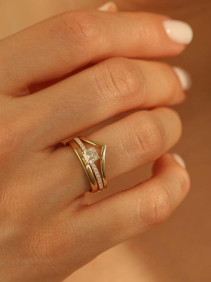 Marquise Cut Cluster Styled Lab Grown Diamond Engagement Ring