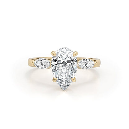 Stunning 1.75 CT Pear Moissanite Engagement Ring with Three Stone Design 1