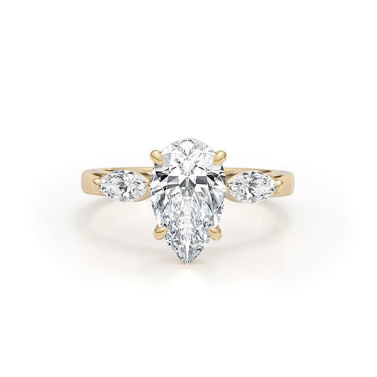 Stunning 1.75 CT Pear Moissanite Engagement Ring with Three Stone Design 1
